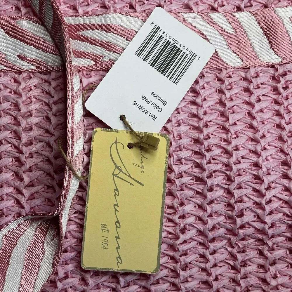 Vintage‎ Havana Pink Crochet Wow Bag 3 Zebra Stripe Tote Beach Bag NWT